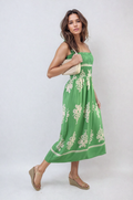 Smocked Sleeveless Flowy Tribal Print Summer Maxi Dress - BB Fashion Outlet