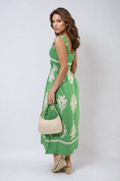 Smocked Sleeveless Flowy Tribal Print Summer Maxi Dress - BB Fashion Outlet