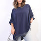 Oversized Sequin Hem Flare Sleeve Top