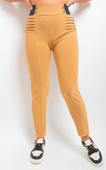 Elastic Waist Button Detail Leggings - BB Fashion Outlet