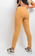 Elastic Waist Button Detail Leggings - BB Fashion Outlet