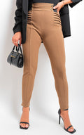 Elastic Waist Button Detail Leggings - BB Fashion Outlet