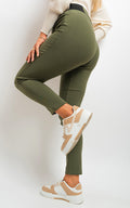 Elastic Waist Button Detail Leggings - BB Fashion Outlet