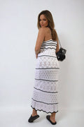 Strappy Long Knitted Stripe Cami Dress - BB Fashion Outlet