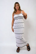 Strappy Long Knitted Stripe Cami Dress - BB Fashion Outlet