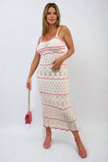 Strappy Long Knitted Stripe Cami Dress - BB Fashion Outlet