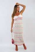 Strappy Long Knitted Stripe Cami Dress - BB Fashion Outlet