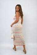 Strappy Long Knitted Stripe Cami Dress - BB Fashion Outlet