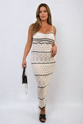 Strappy Long Knitted Stripe Cami Dress - BB Fashion Outlet