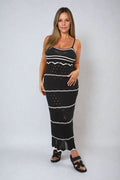 Strappy Long Knitted Stripe Cami Dress - BB Fashion Outlet