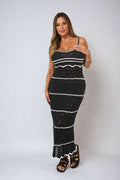 Strappy Long Knitted Stripe Cami Dress - BB Fashion Outlet