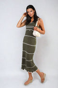 Strappy Long Knitted Stripe Cami Dress - BB Fashion Outlet