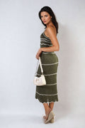 Strappy Long Knitted Stripe Cami Dress - BB Fashion Outlet