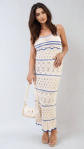 Strappy Long Knitted Stripe Cami Dress - BB Fashion Outlet