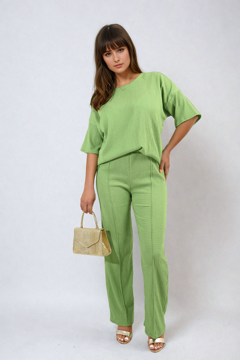 Cheesecloth Pattern Top and Trouser Co-ord Set - BB Fashion Outlet