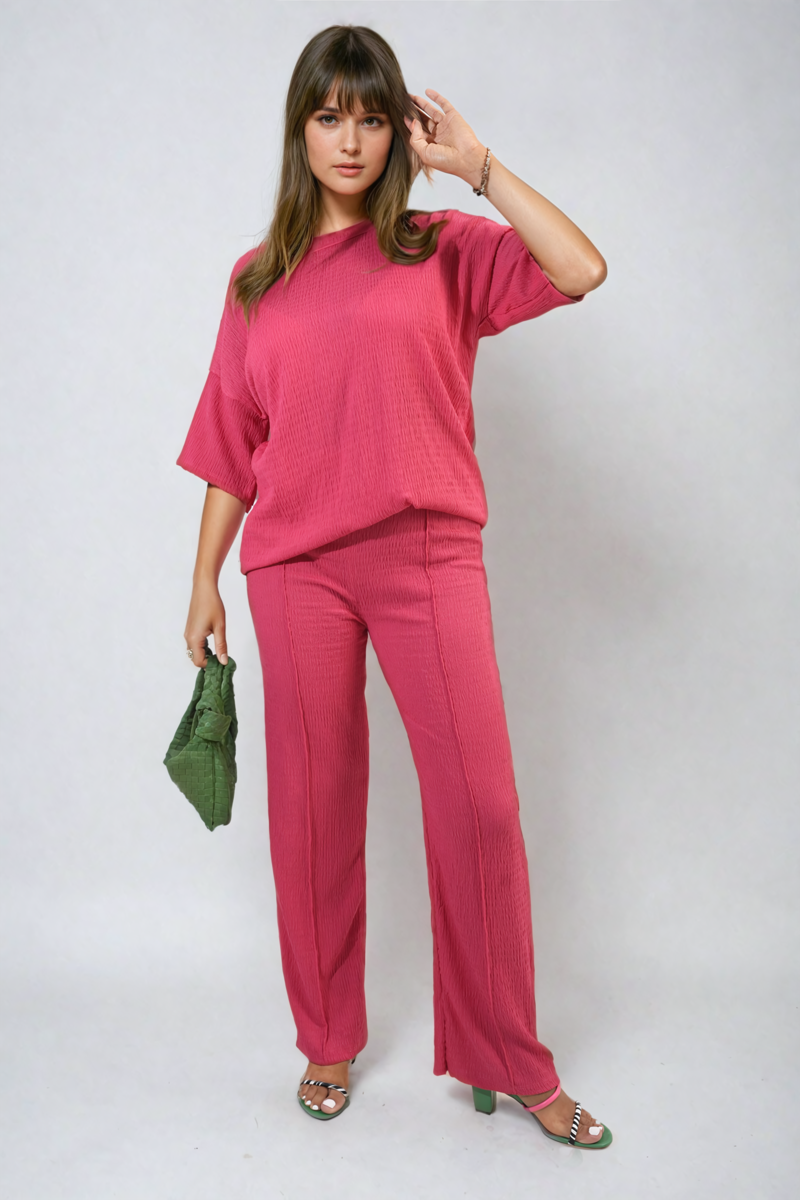 Cheesecloth Pattern Top and Trouser Co-ord Set - BB Fashion Outlet