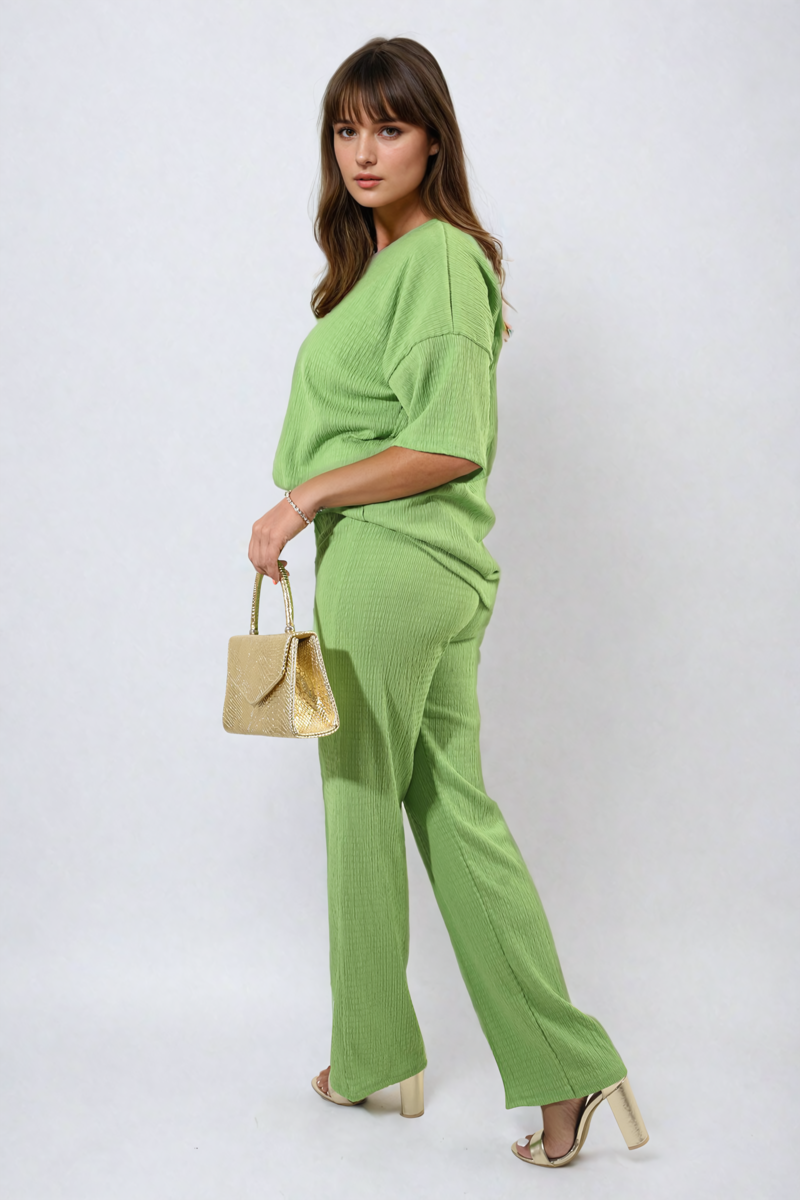 Cheesecloth Pattern Top and Trouser Co-ord Set - BB Fashion Outlet