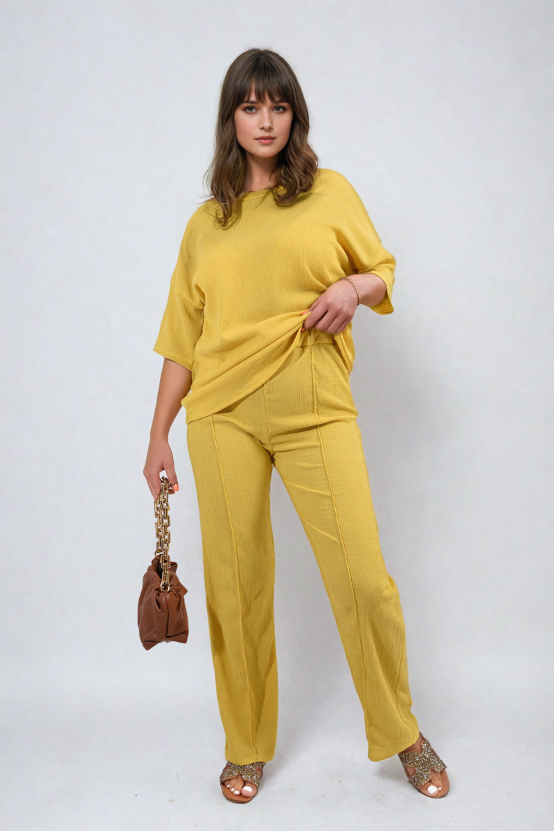 Cheesecloth Pattern Top and Trouser Co-ord Set - BB Fashion Outlet