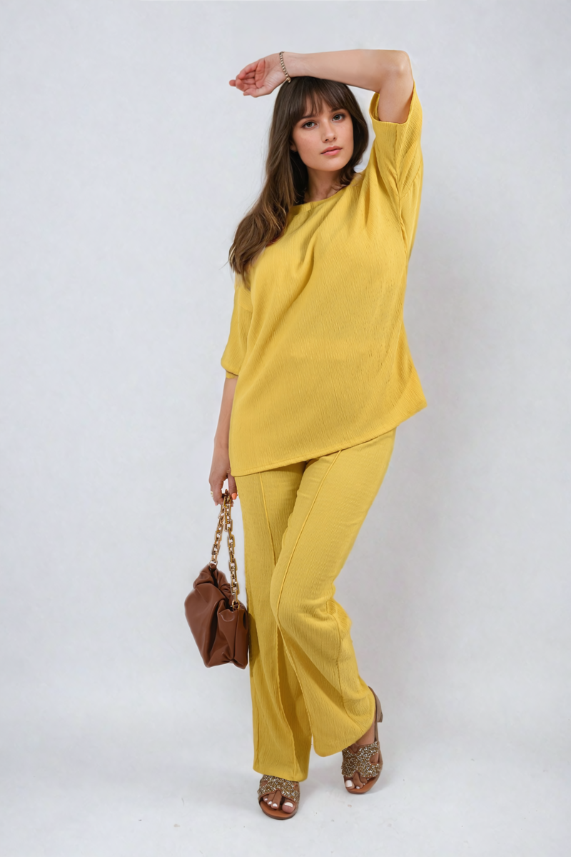 Cheesecloth Pattern Top and Trouser Co-ord Set - BB Fashion Outlet