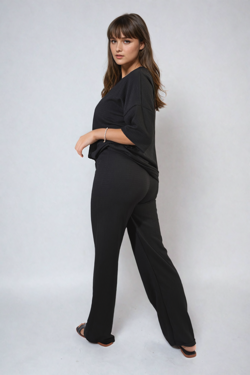 Cheesecloth Pattern Top and Trouser Co-ord Set - BB Fashion Outlet