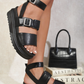 Chunky Buckle Strap Platform Sandals