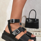 Chunky Buckle Strap Platform Sandals