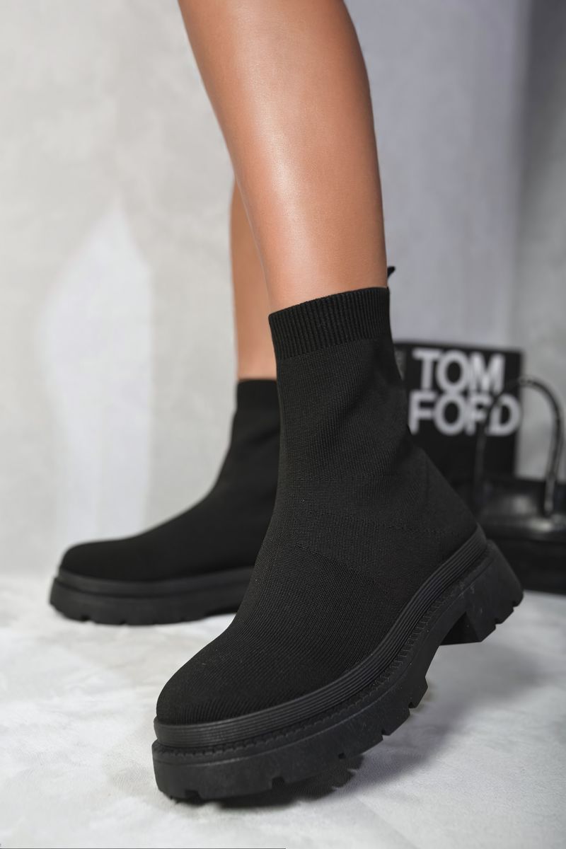 Platform Sock Ankle Boots