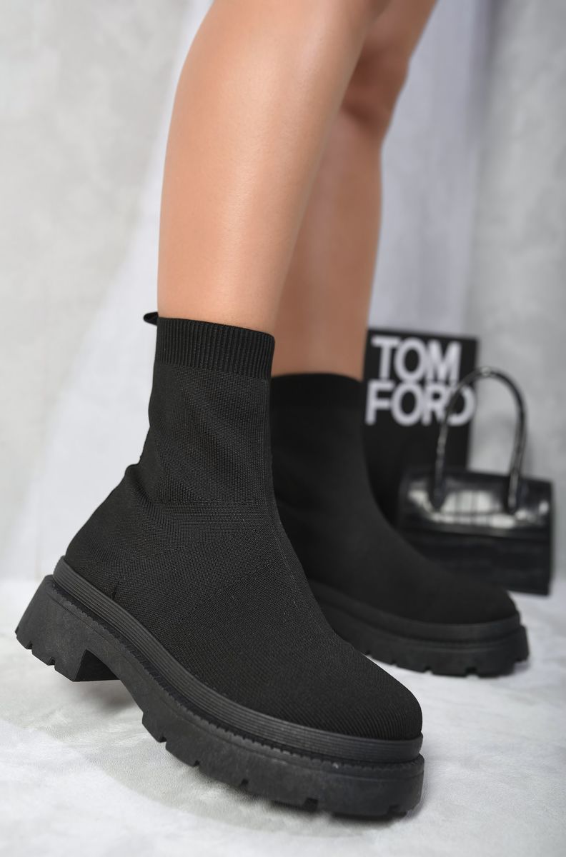 Platform Sock Ankle Boots