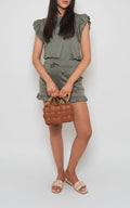 Plain Frill Peplum Sleeve Top Shorts Co-ord Set - BB Fashion Outlet