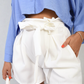 High Waist Tie Belt Paper Bag Shorts