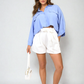 High Waist Tie Belt Paper Bag Shorts