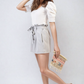 High Waist Tie Belt Paper Bag Shorts