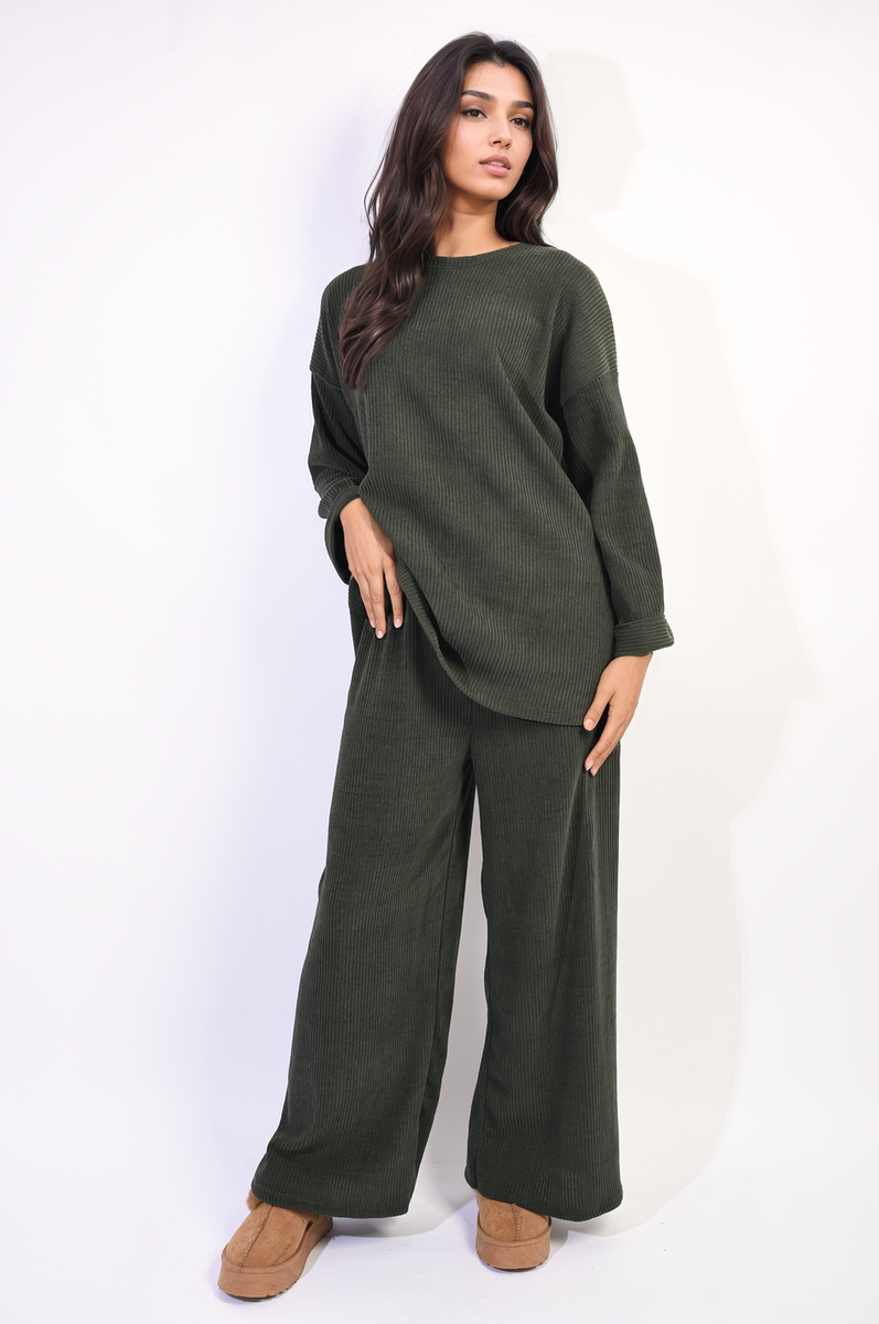 Metallic Long Sleeve Top and Wide Leg Trouser Co-ord