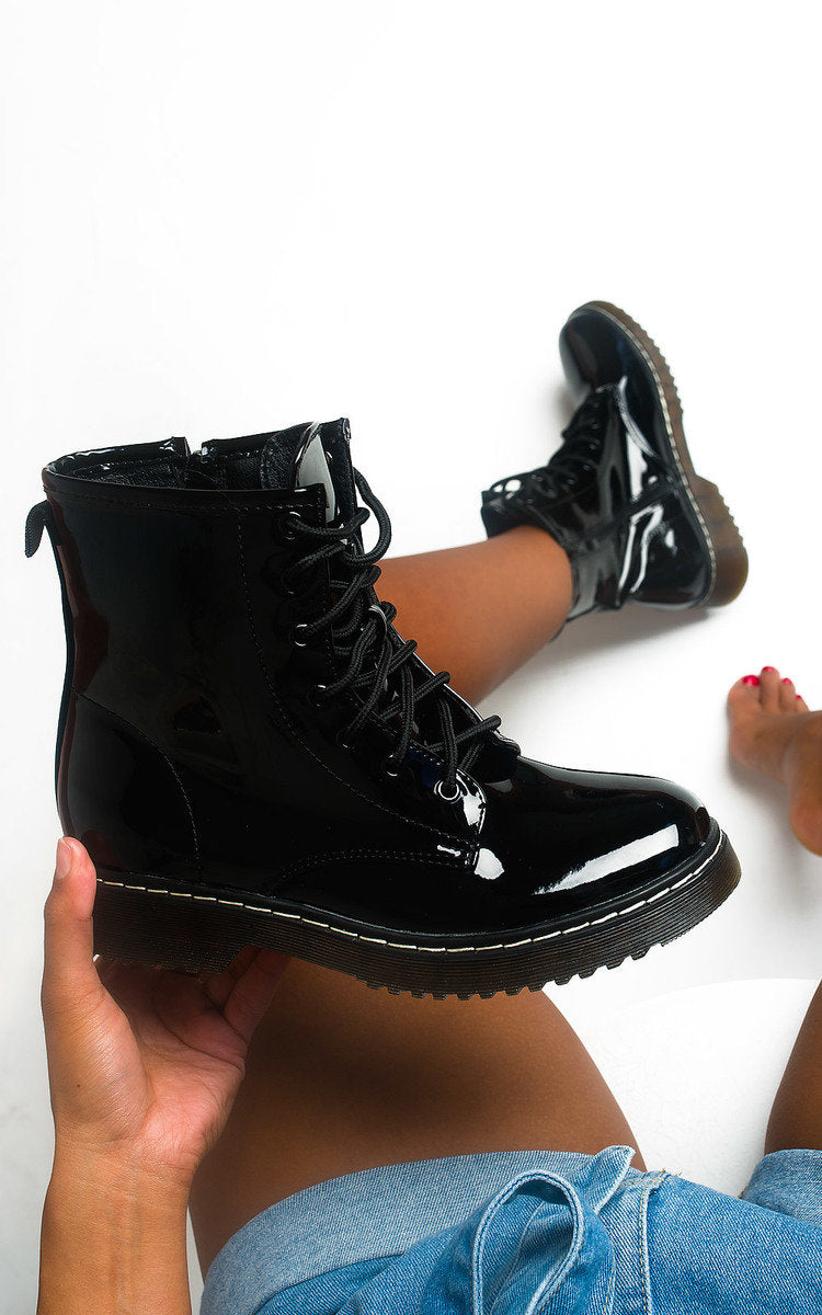 Lace Up Biker Boots