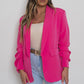 Ruched Sleeve Casual Blazer with Side Pockets