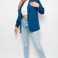 Ruched Sleeve Casual Blazer with Side Pockets