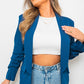 Ruched Sleeve Casual Blazer with Side Pockets