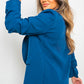 Ruched Sleeve Casual Blazer with Side Pockets