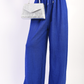 Textured Wide Leg Drawstring Trousers