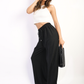 Textured Wide Leg Drawstring Trousers