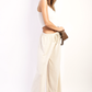 Textured Wide Leg Drawstring Trousers