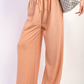 Textured Wide Leg Drawstring Trousers