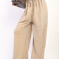 Textured Wide Leg Drawstring Trousers