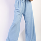 Textured Wide Leg Drawstring Trousers