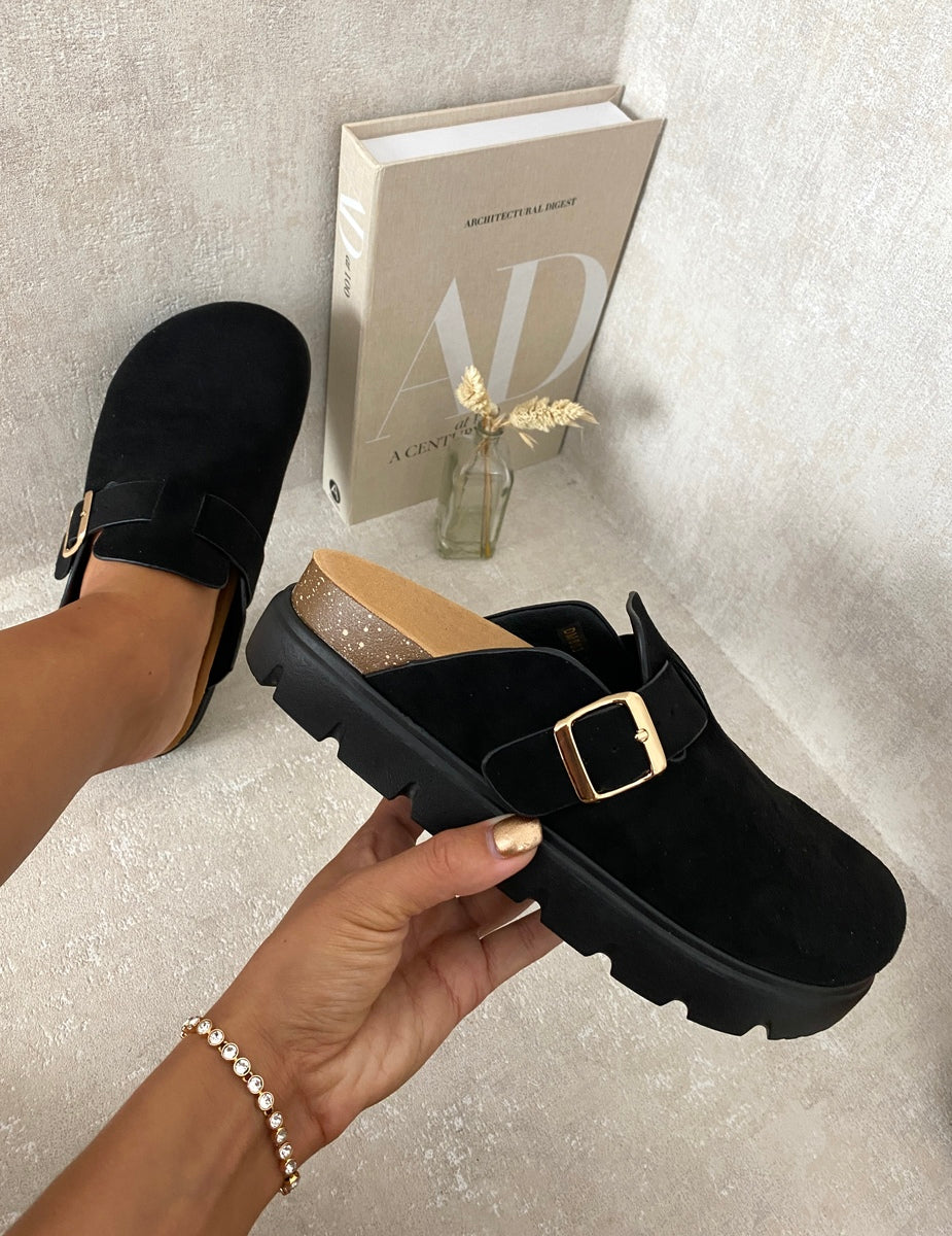 Chunky Closed Toe Buckle Sandals Clogs