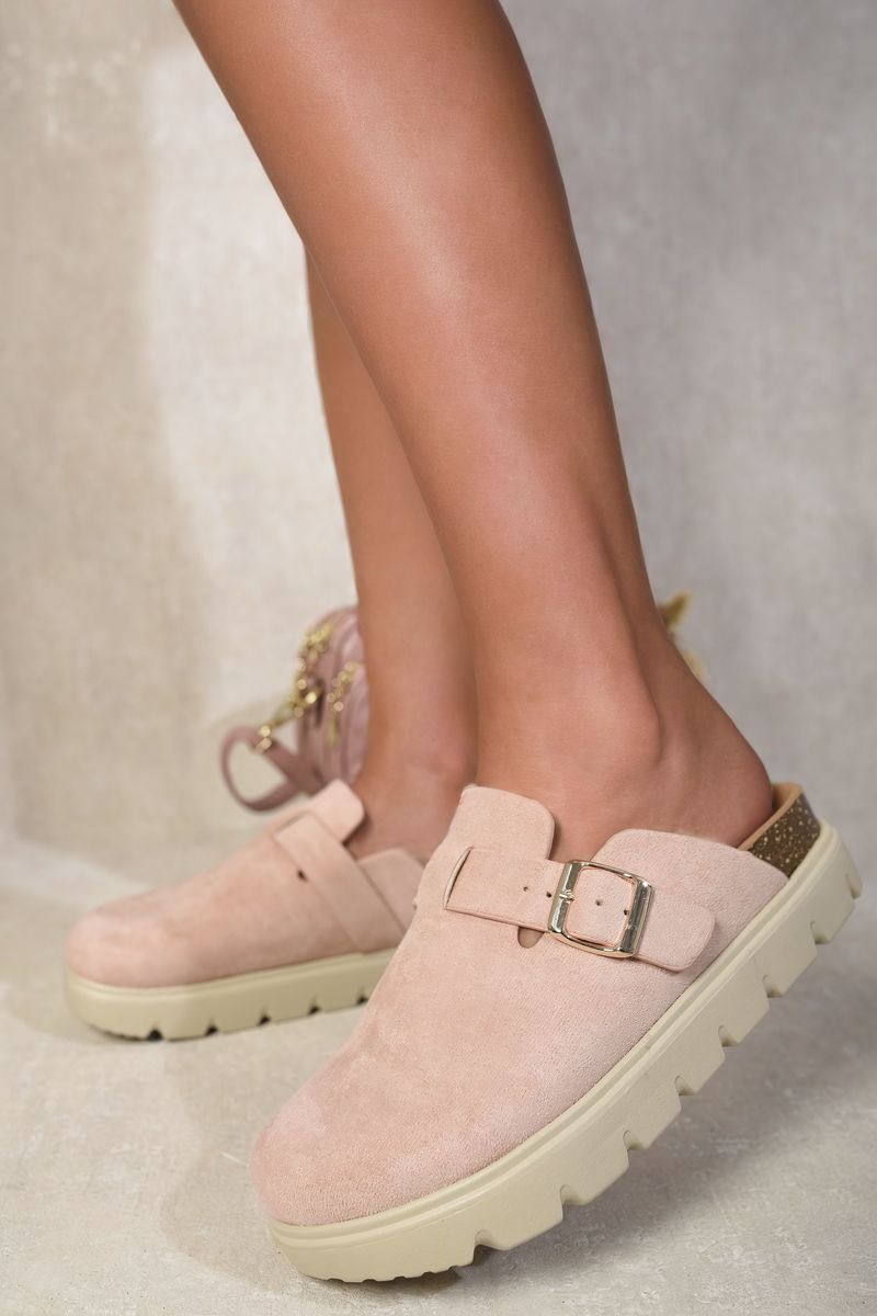 Chunky Closed Toe Buckle Sandals Clogs