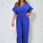 Wrap Over Tie Belt Frill Sleeve Jumpsuit - BB Fashion Outlet