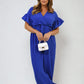 Wrap Over Tie Belt Frill Sleeve Jumpsuit - BB Fashion Outlet