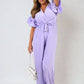 Wrap Over Tie Belt Frill Sleeve Jumpsuit - BB Fashion Outlet