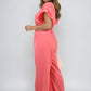 Wrap Over Tie Belt Frill Sleeve Jumpsuit - BB Fashion Outlet